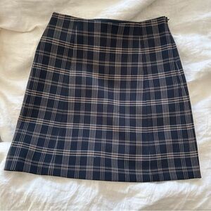 Aritzia Babaton Navy Plaid Skirt